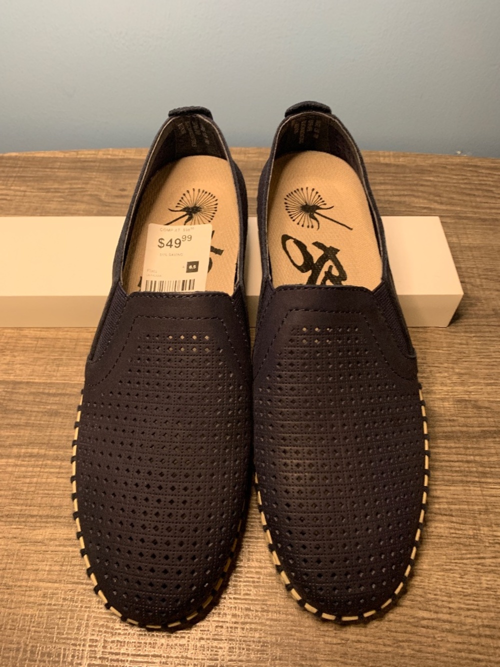 OTBT navy perforated leather slip-on
